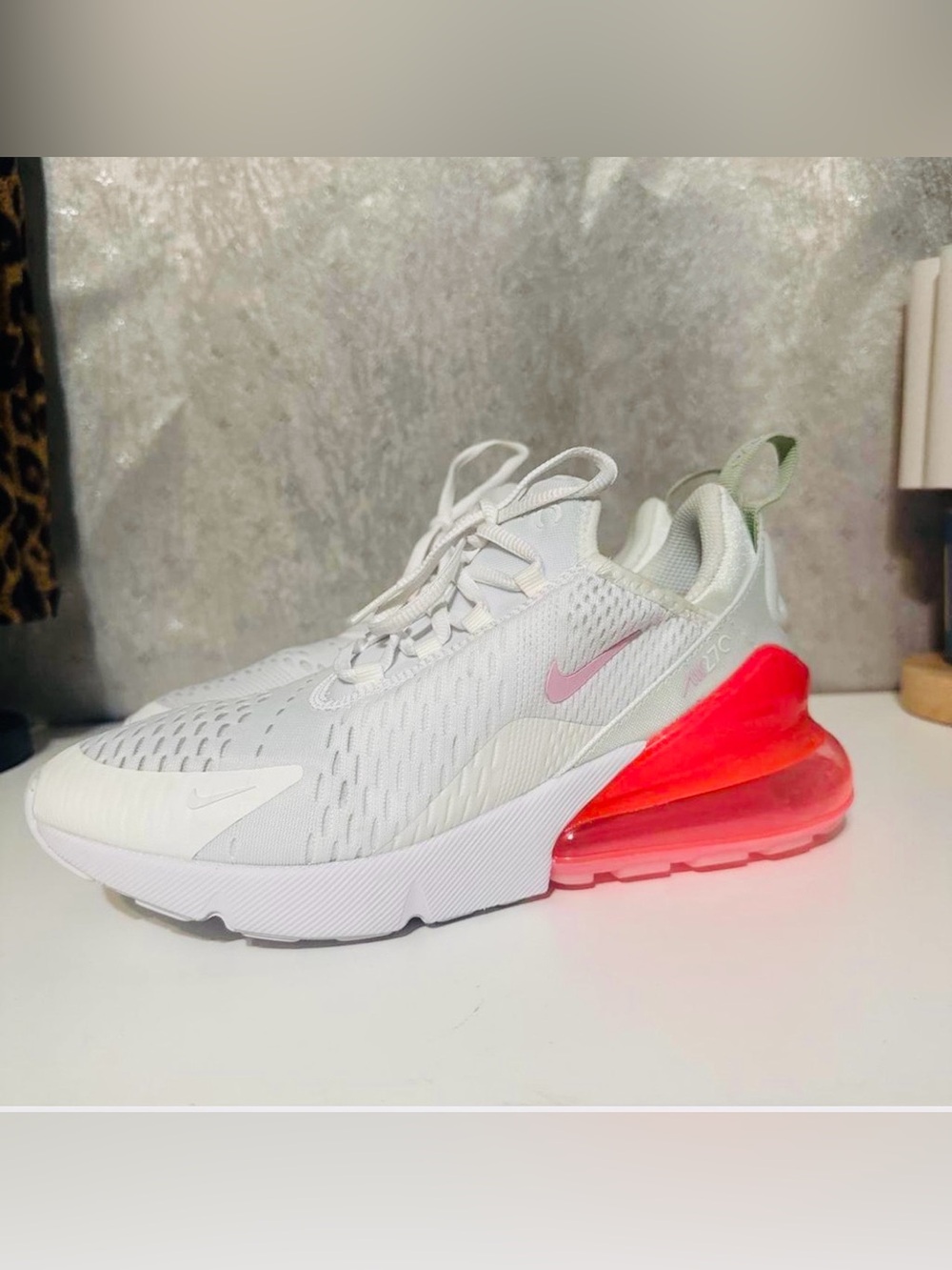 Nike White Sneaker with Pink Swoosh & pink  Air Max 270
